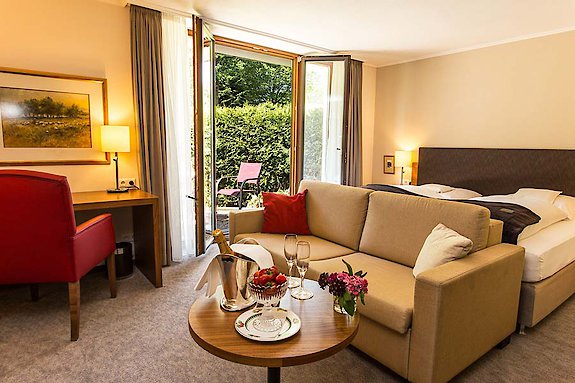 Gemütliches Zimmer mit Terrasse im Hotel Gottinger